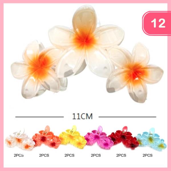 HAWAIIAN FLOWER HAIR CLAW CLIP (12 UNITS)