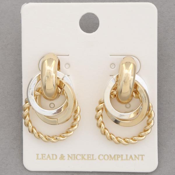 TWO TONE CIRCLE LINK METAL EARRING