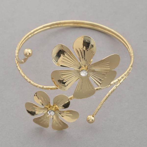 DOUBLE FLOWER METAL ARM CUFF