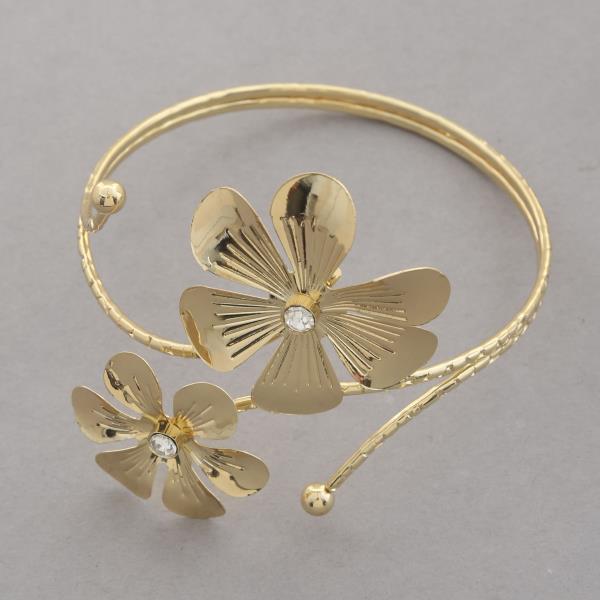 DOUBLE FLOWER METAL ARM CUFF