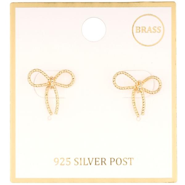METAL BOW TEXTURED POST EARRING
