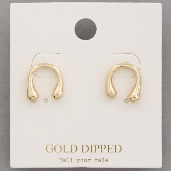 U SHAPE METAL GOLD DIPPED EARRING