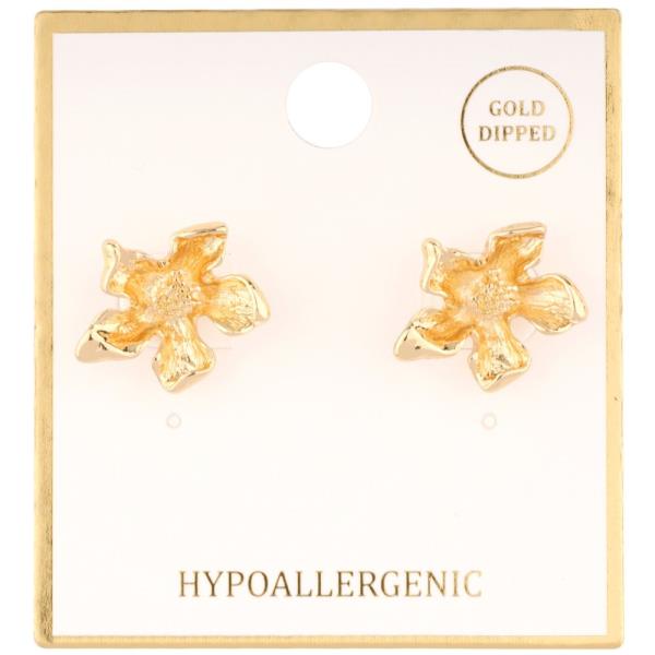 METAL FLOWER GOLD DIPPED EARRING