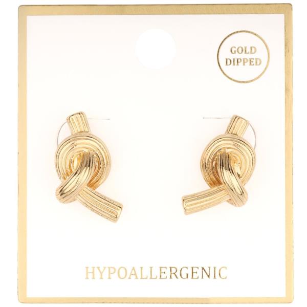 METAL TEXTURE KNOT GOLD DIPPED EARRING