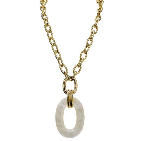 ACETATE OVAL PENDANT NECKLACE