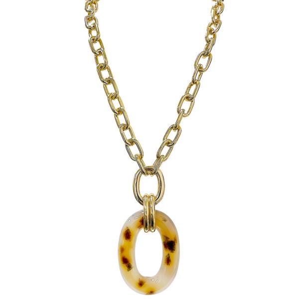ACETATE OVAL PENDANT NECKLACE