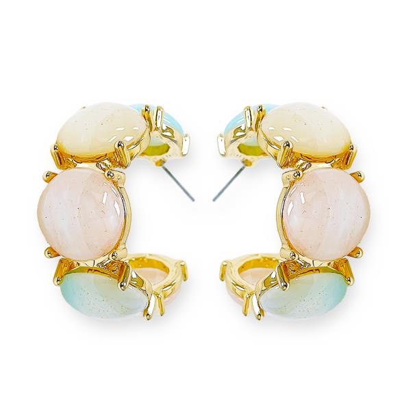 ACETATE ROUND BEAD OPEN HOOP EARRING
