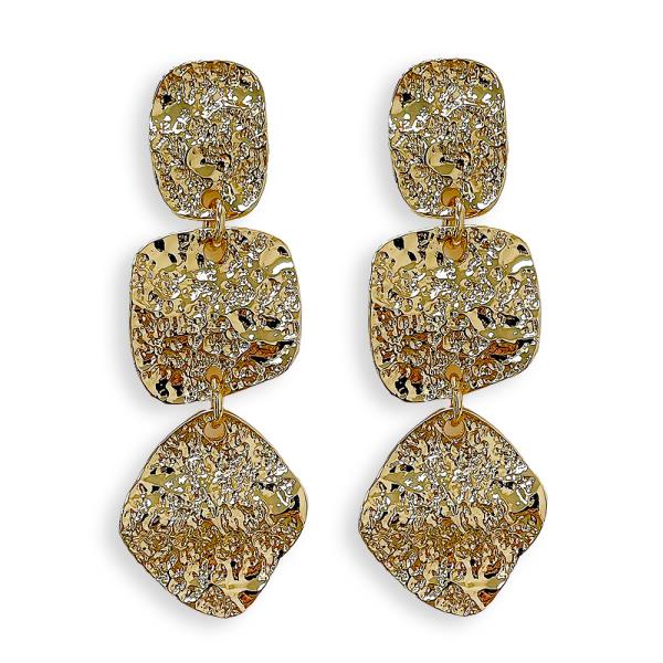 TEXTURED TIERED METAL DANGLE EARRING
