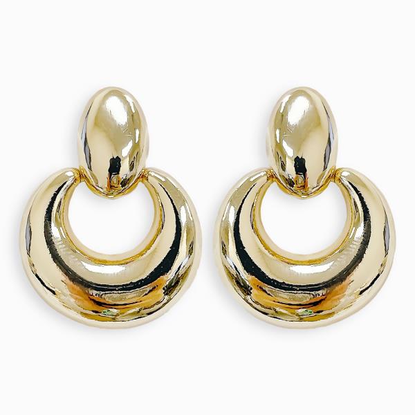 ROUND OVAL LINK METAL EARRING