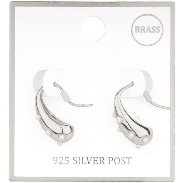 PEARL BEAD METAL TEARDROP EARRING
