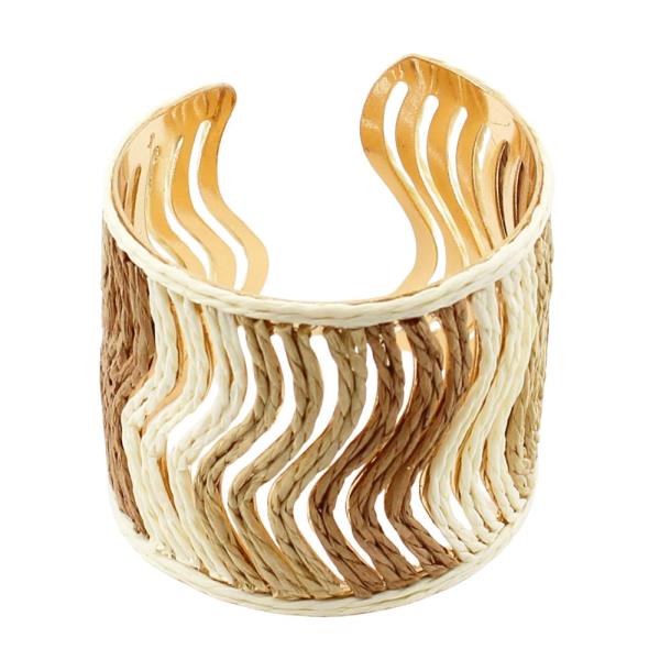 RAFFIA WAVY PATTERN CUFF BRACELET