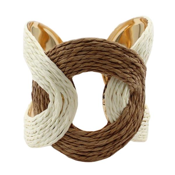 TWO TONE RAFFIA CUFF BRACELET