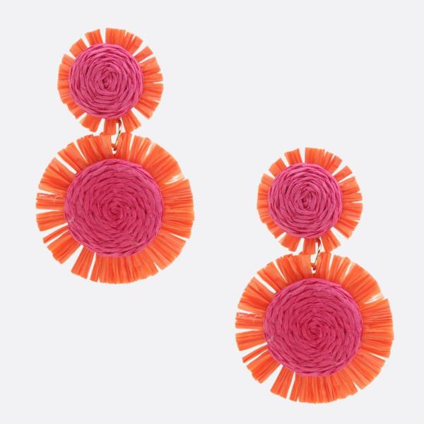 RAFFIA TWINE ROUND LINK EARRING