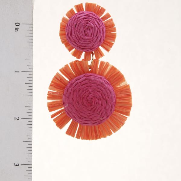 RAFFIA TWINE ROUND LINK EARRING