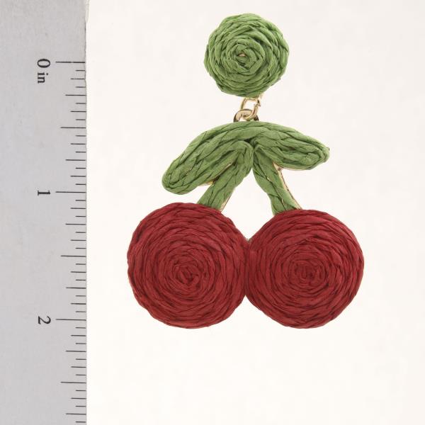 STRAWBERRY RAFFIA DANGLE EARRING