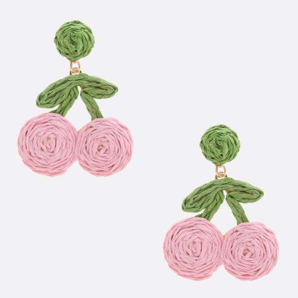 STRAWBERRY RAFFIA DANGLE EARRING