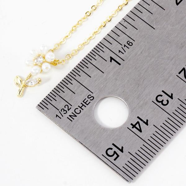 CZ FLOWER CHARM GOLD DIPPED NECKLACE