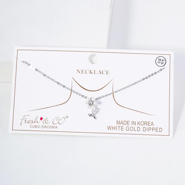 CZ FLOWER CHARM GOLD DIPPED NECKLACE