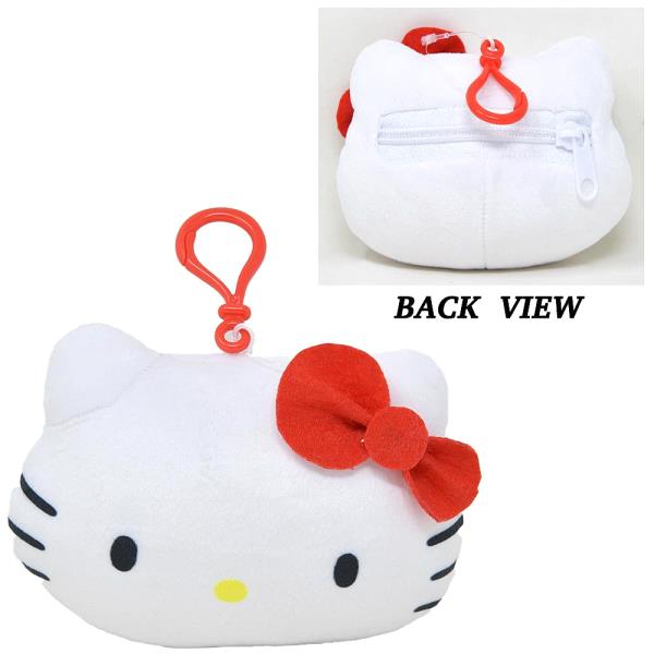 HELLO KITTY HEAD ZIPPER PULL RED PLUSH