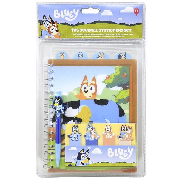 BLUEY TABBED JOURNAL SET IN CLAMSHELL WITH PEN AND STICKY NOTES