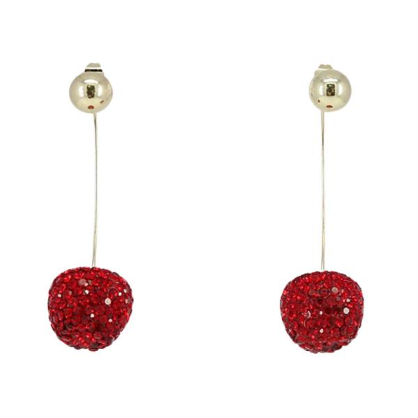 RHINESTONE CHERRY DANGLE EARRING