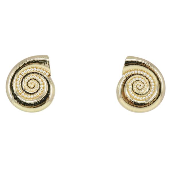 SEASHELL PEARL BEAD METAL EARRING
