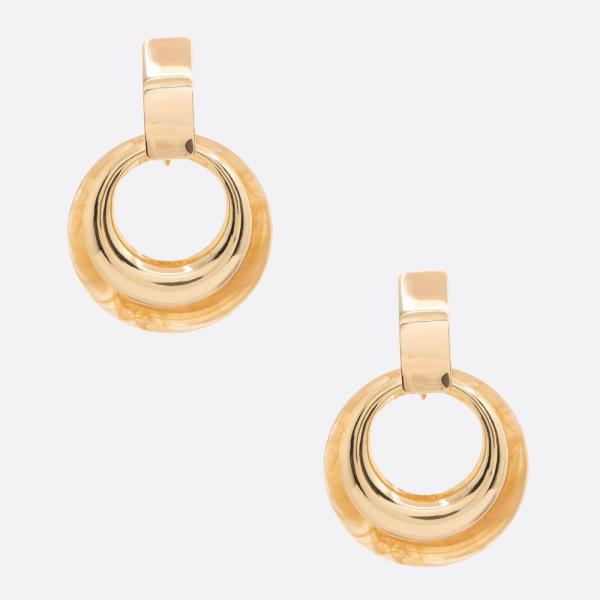 ACETATE ROUND METAL EARRING
