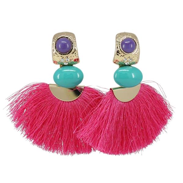 TASSEL BEAD LINK DANGLE EARRING