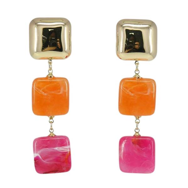 SQUARE STONE LINK DANGLE EARRING