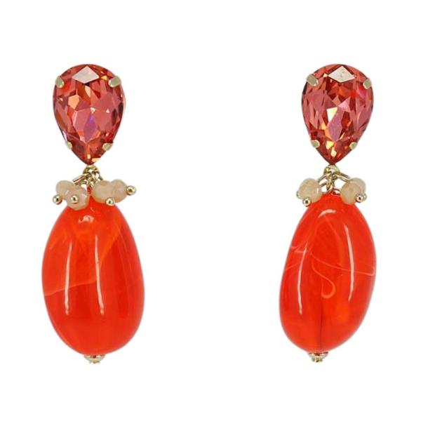 CRYSTAL BEAD LINK DANGLE EARRING