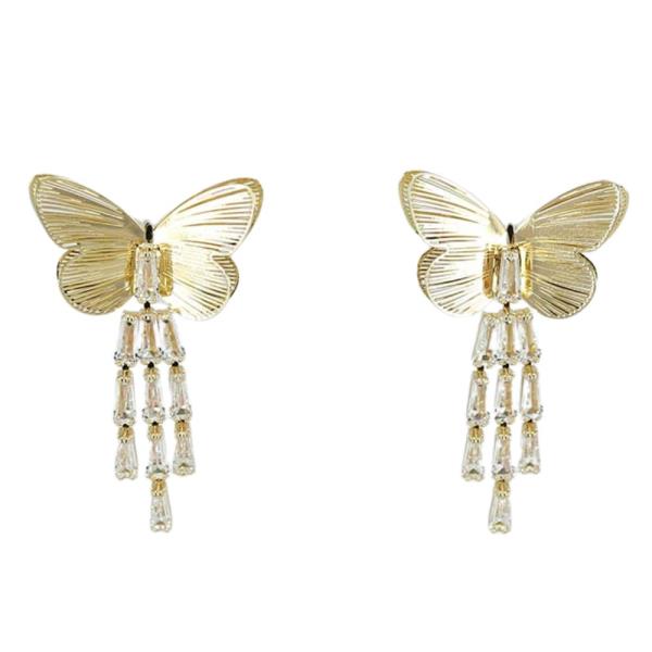 BUTTERFLY CRYSTAL LINK DANGLE EARRING