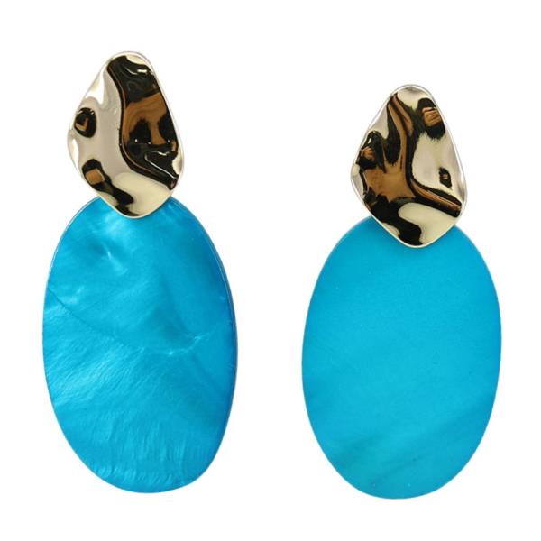 ACETATE OVAL METAL LINK DANGLE EARRING