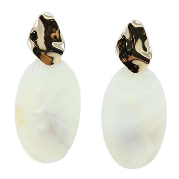 ACETATE OVAL METAL LINK DANGLE EARRING