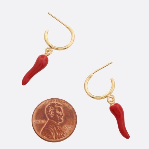 SODAJO PEPPER CHARM OPEN HOOP GOLD DIPPED EARRING