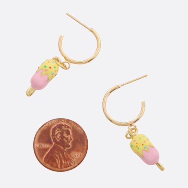 SODAJO ICE CREAM CHARM OPEN HOOP GOLD DIPPED EARRING