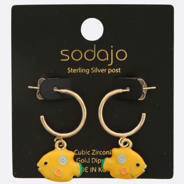 SODAJO FISH OPEN HOOP GOLD DIPPED EARRING