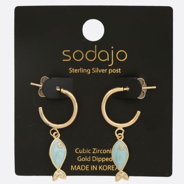 SODAJO FISH OPEN HOOP GOLD DIPPED EARRING