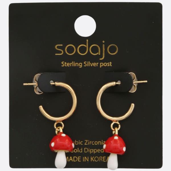 SODAJO MUSHROOM CHARM GOLD DIPPED EARRING