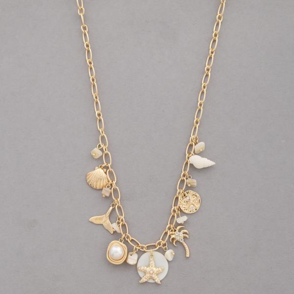 SEA LIFE MULTI CHARM METAL CHAIN NECKLACE