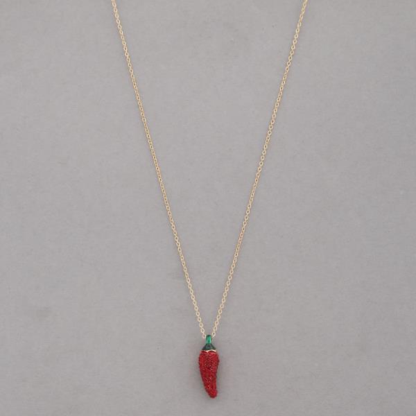 RHINESTONE PEPPER PENDANT NECKLACE