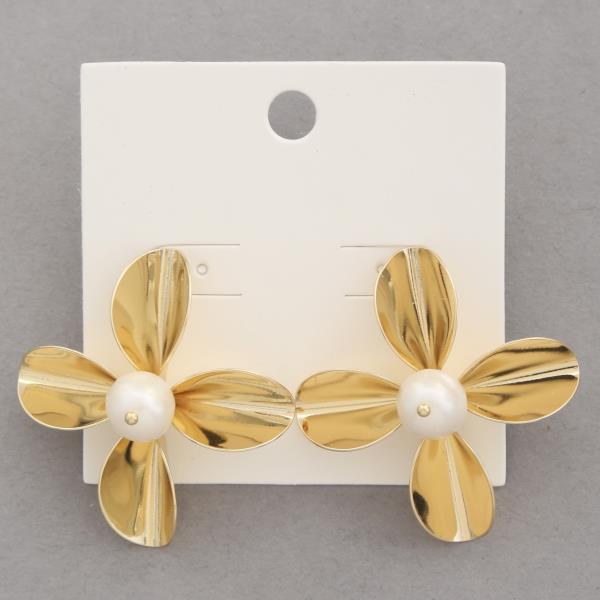 PEARL BEAD FLOWER EARRING