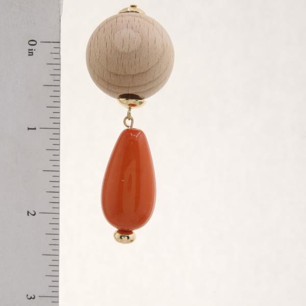WOOD BEAD TEARDROP STONE DANGLE EARRING