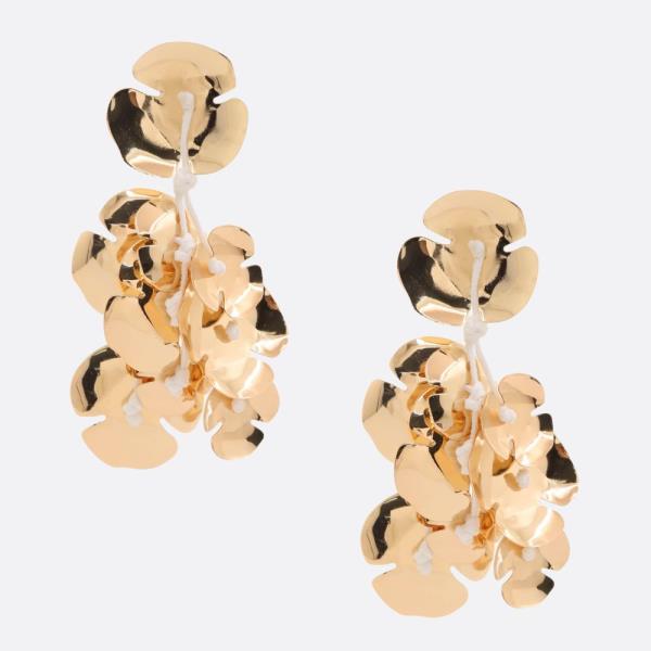 METAL FLOWER DANGLE EARRING