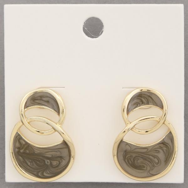 MARBLE PATTERN CIRCLE OVAL LINK EARRING