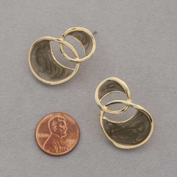 MARBLE PATTERN CIRCLE OVAL LINK EARRING