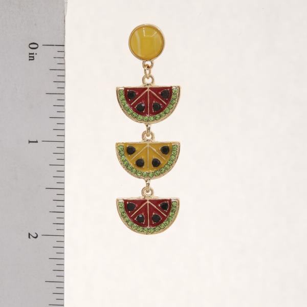 WATERMELON SLICE RHINESTONE DANGLE EARRING