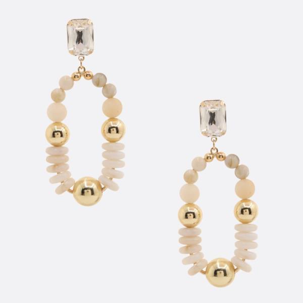 BALL DISC BEAD OVAL DANGLE EARRING