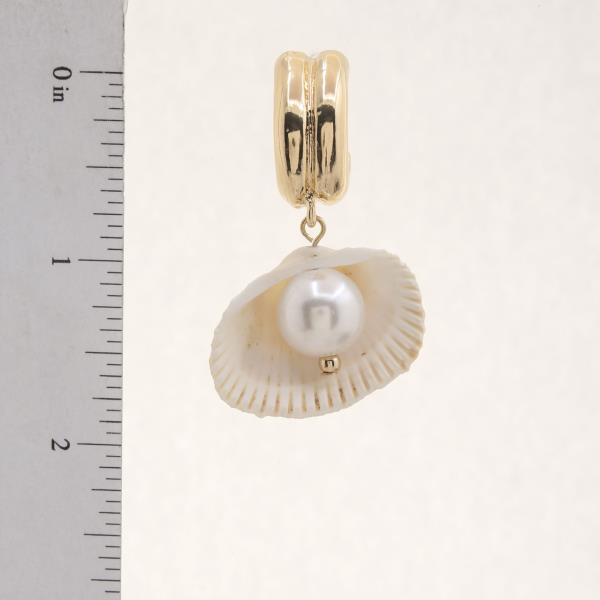 PEARL BEAD SEASHELL OPEN HOOP EARRING
