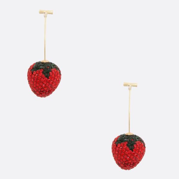RHINESTONE STRAWBERRY DANGLE EARRING