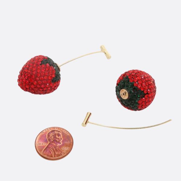 RHINESTONE STRAWBERRY DANGLE EARRING